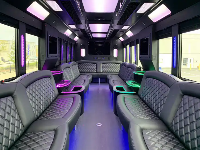 18 Passenger Party Bus Rental Interior