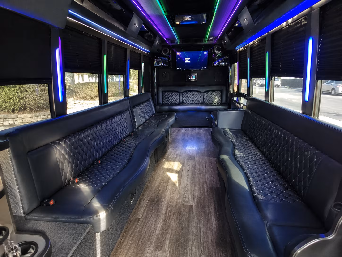 meridian 15 passenger party bus interior