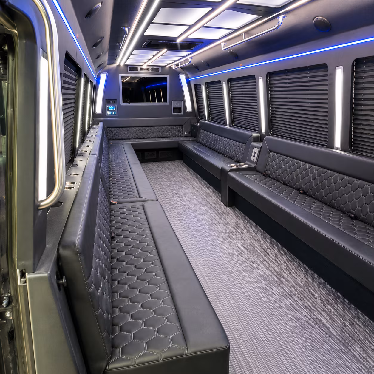 meridian 40 passenger party bus interior