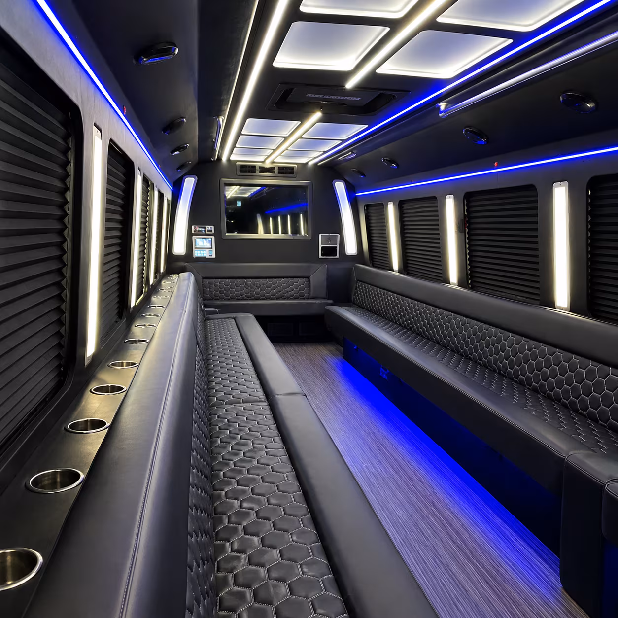 meridian party bus rental interior
